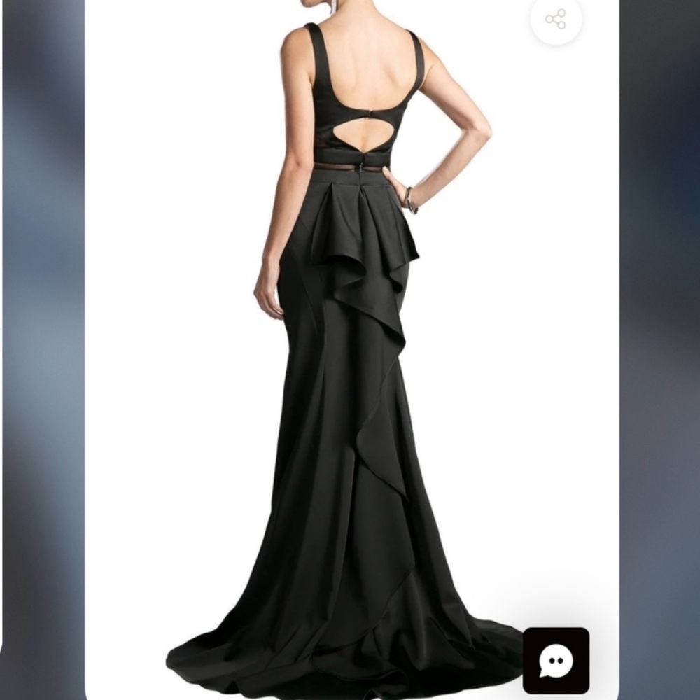 Ladivine/ Cinderella Divine black mesh cut out gown with bustle and train